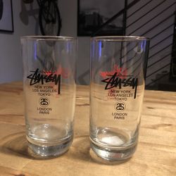 2 Stussy World Tour Glasses Cups