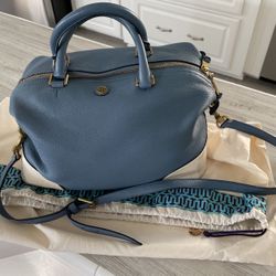 Tory Burch Large Dusty Blue Slouchy Handbag
