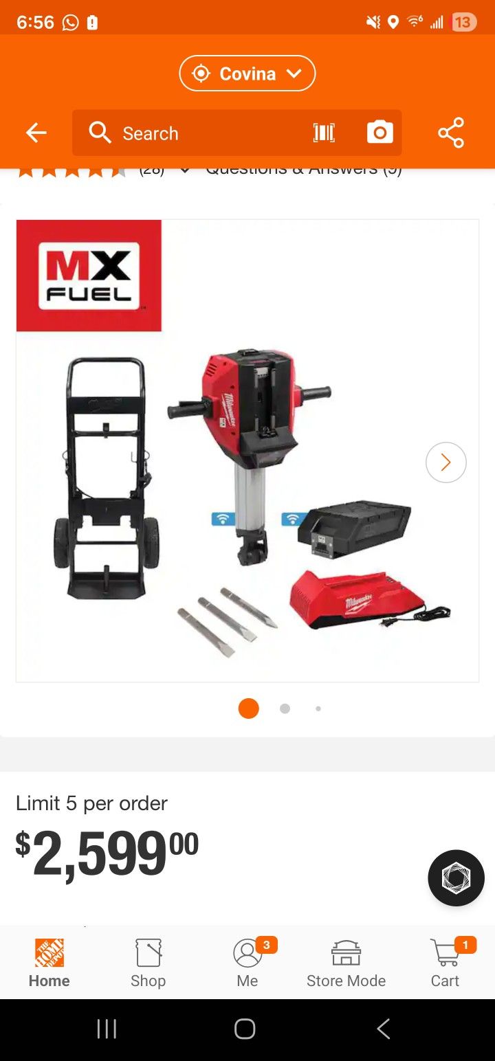 MX FUEL Lithium-Ion Cordless 1-1/8 in. Breaker with Battery and Charger