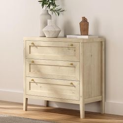 3 Drawer Dresser for Bedroom, Modern Chest of Drawers with Golden Handles, Wood Tall Nightstand, Storage Dresser Cabinet Side Table for Living Room, H