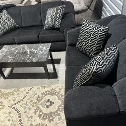 Free Delivery* Like New Black Sofa + Love Seat