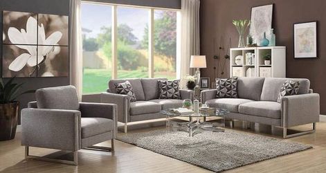 Modern Grey Sofa with Chrome Legs ONLY $435! SALE!