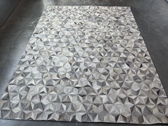 Hand Woven White Mucti Hide Rug
