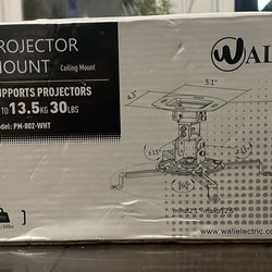 Wali Projector Ceiling Mount PM-002-WHT Supports 30lbs. Universal NEW