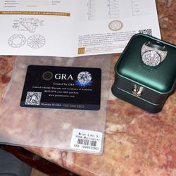 Moissiante Stones Vvs 4ct Silver Round Ring (PASSES DIAMOND TESTER)(ON SALE)