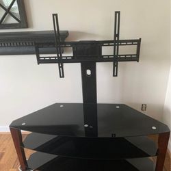 Three Tier Black Glass Entertainment Stand 