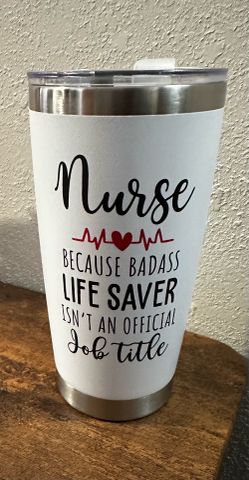 Nurse Stainless Steel Tumbler 20oz – Vacuum Insulated Coffee Cup w/ Lid
