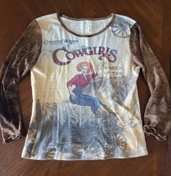 🤠 Susan Lawrence Petite Cowgirls Western Rhinestone Top – PM 🤠