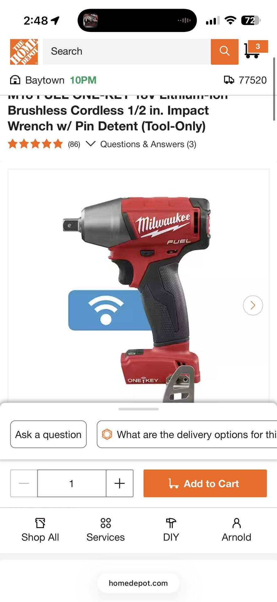 Milwaukee M18 1/2" Impact