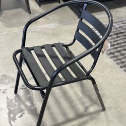 Black aluminum metal slat Restaurant stack chair cafe bistro commercial indoor arm chair new patio