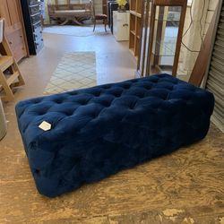 Blue Velvet Accent Bench/Ottoman