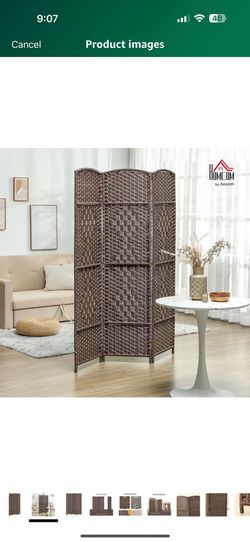 Room Divider Folding Privacy Divider 6 Ft Indoor Wall Divider Portable Partition Wood Screen, Brown (4 Panel