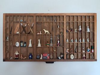 Antique wooden printer typesetting tray