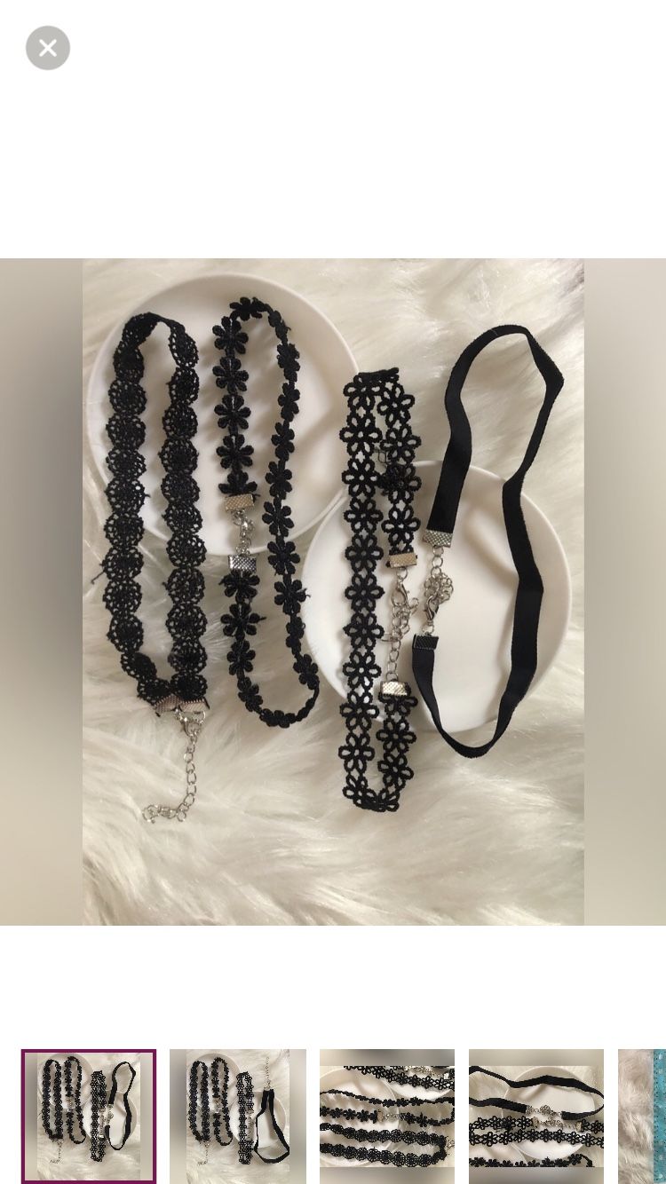 Four chic black chocker necklaces