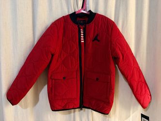 Boys 16 Jordan Quilted Zip-Up Jacket Red and Black