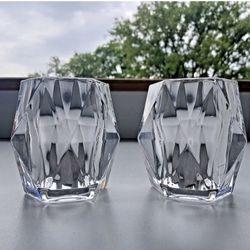 PartyLite Optic Diamond Votive Candle Holders, Rare, Reminiscent of Baccarat - Both NEW IN BOX 