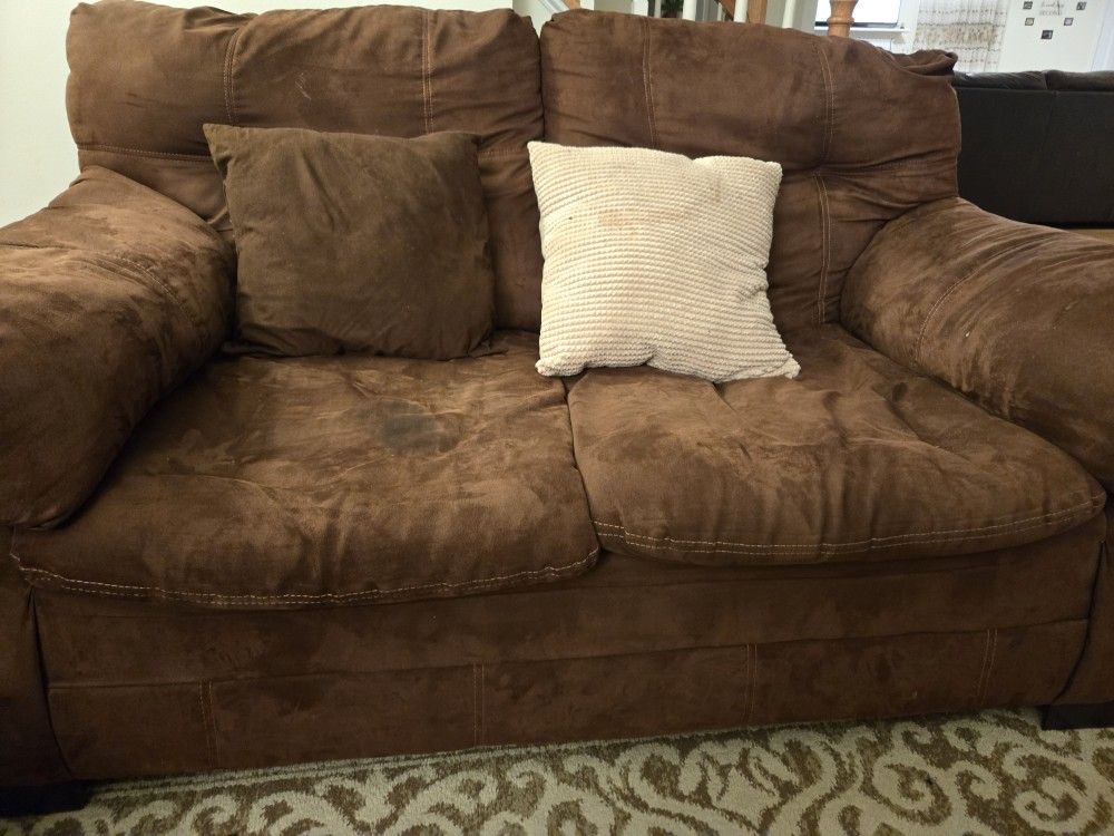 Set Of Brown Sofa with Loveseat