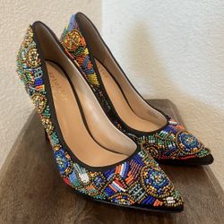 Nicole Miller Artelier Maxwell Hand Beaded  Heel Pumps Size 8M