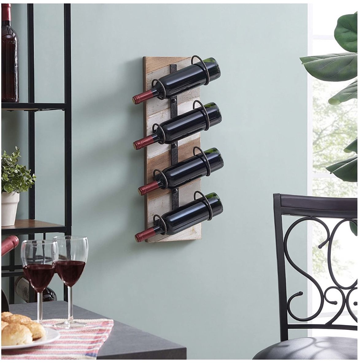 FirsTime & Co. Parker Planks Floating Wine Rack, Rustic Brown, Gray, White