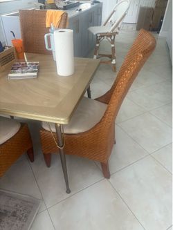 6 Woven Seagrass High Back Dining Chairs plus seat pads