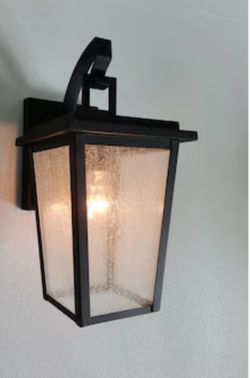 allen + roth Mt Airy 1 -Light 14-in H Matte Black Hardwired Outdoor Wall Light