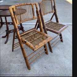 Mid-Century Bamboo Folding Chairs