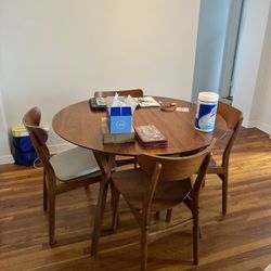 West Elm MCM 42” Table And 4 Matching Chairs