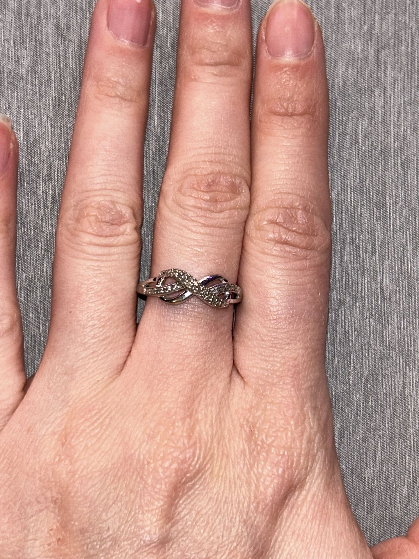 Zales Genuine Diamond Ring, size 6, Sterling Silver Valentines Day