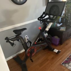 Barely Used Peloton Bike + (w. Shoes, Mat, Weights)