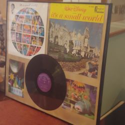 FRAMED DISNEY "IT'S A SMALL WORLD" LP COLLAGE