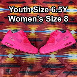 Nike Air Max 90 Low Hyper Pink 345017-601 Youth 6.5Y Women’s 8