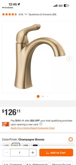 Delta Arvo Single-Hole Bathroom Faucet - Champagne Bronze
