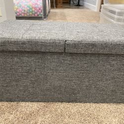 Gray Fabric Storage Ottoman/Bench