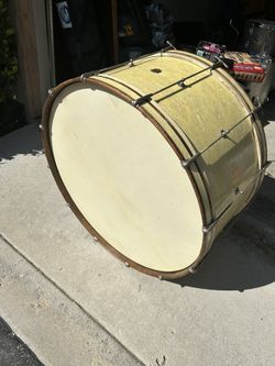Vintage 1938 Leedy Spartan 28x14 Single Tension Bass Drum - White Marine Pearl
