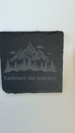 Laser Engraved Slate Coasters - set 4