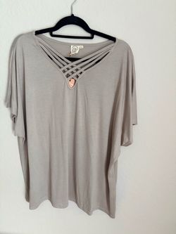 Women's Taupe Strappy V-Neck Top 3XL