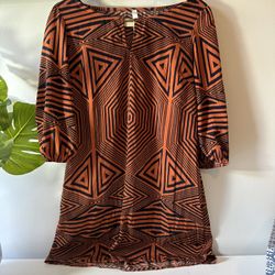 Orange and blue geometric dress