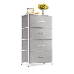 ODK Dresser for Bedroom with 4 Storage Drawers, Small Dresser Chest of Fabric, Light Grey 