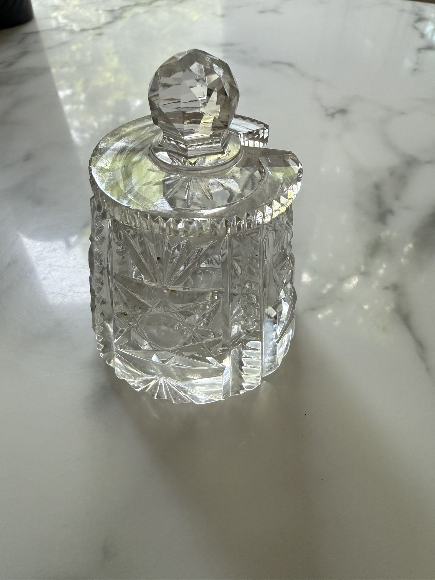 Vintage Crystal Condiment Jar With Lid