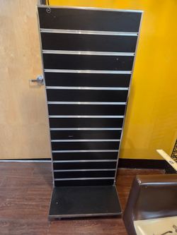 Black Slatwall Retail Double sided Display Stand on wheels