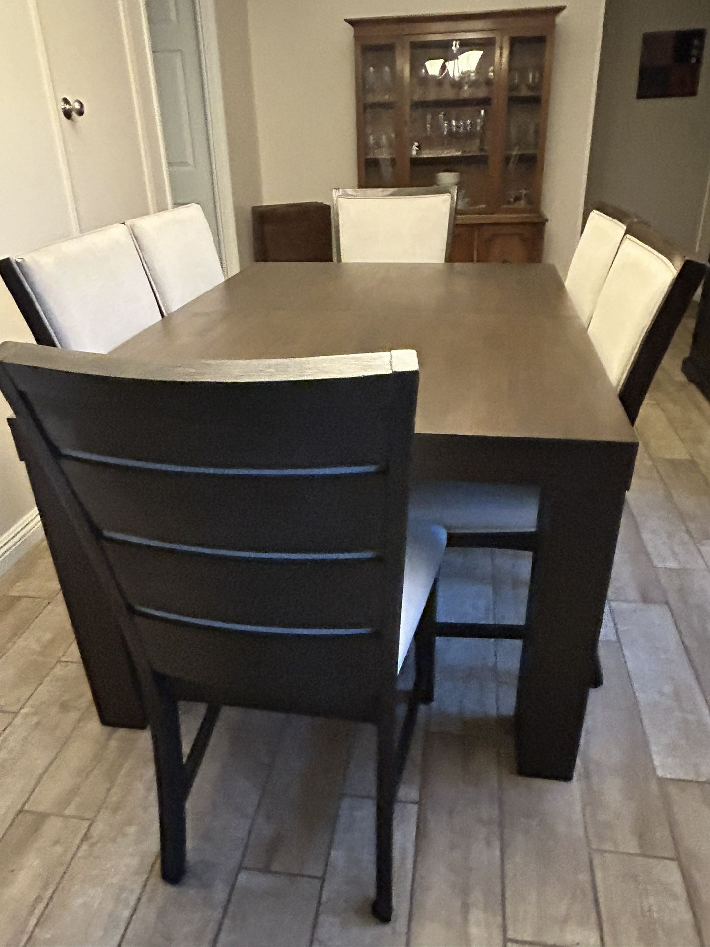 Wood Dining Room Table with 6 Chairs and 2 Leafs