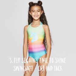 Girls L Unicorn Swimsuit 