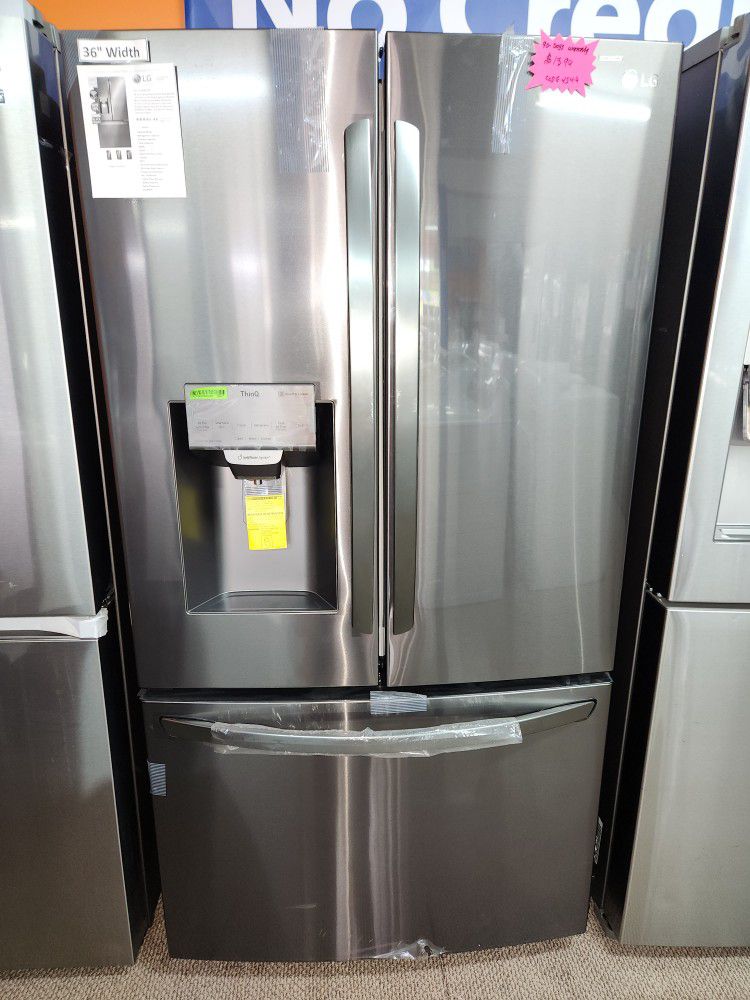 Lg French Doors Stainless Steel Refrigerator.  Never Been Used 
