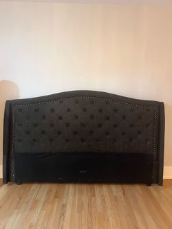 King size bed frame headboard in dark gray