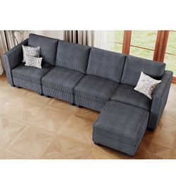 Belfin Corduroy Gray Sectional With Storage 