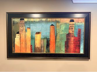 Large Framed Cityscape Wall Art — 55" x 31"