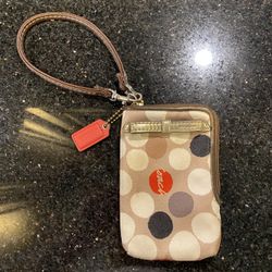 Coach Polka Dot Wristlet 3.5x5.5”