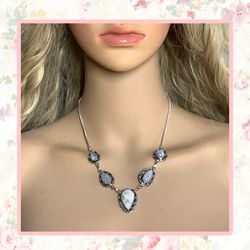 🌸 MOONSTONE NECKLACE NATURAL 925 STERLING SILVER 16” PENDANT 5 GEMSTONE CELTIC