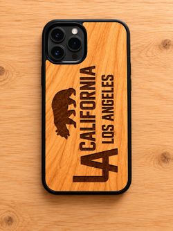 LA California bear Los Angeles
 design wood phone case for iPhone and Samsung galaxy