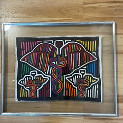 Vintage Mola From Panama Unique Glass Frame
